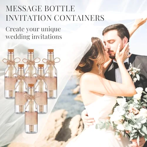 Message Bottles with Letter Printer Paper Plastic Bottles & Corks Twines for Message Invitations Birthday Wedding Baby Shower DIY Crafts Gift Party Favors (Vintage) view 10