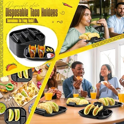 Disposable Taco Stands Holder Plates with 2 Dividers view 5