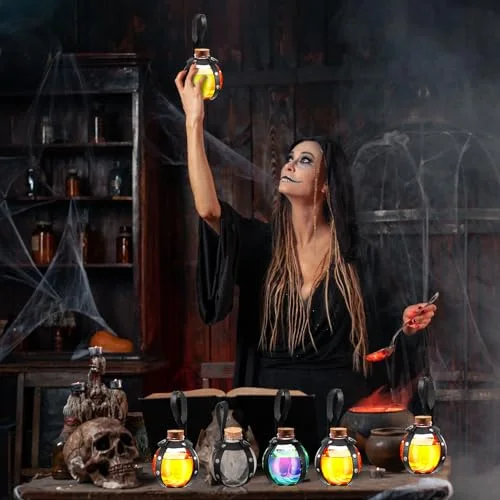 Plastic Potion Bottles with Cork Witch Cosplay Accessories Wizard Potions with Leather Belt Holder Spell Jar Witch Bottles Renaissance Accessories for Women Men Costume( Rivet) view 4
