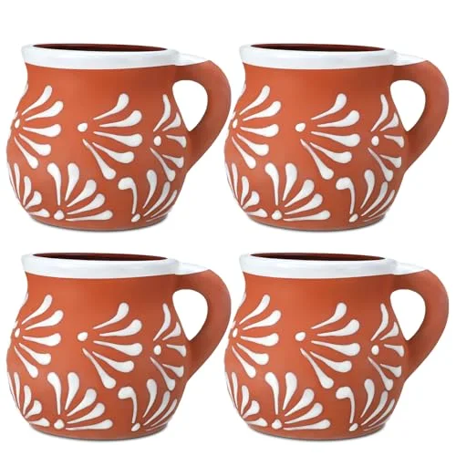 Mexican Pottery Mugs Mexican Coffee Mugs Clay Cups for Women Men Birthday Graduation Wedding Holiday Parties Gifts Terracotta Design