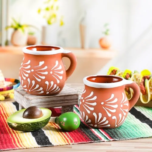 Mexican Pottery Mugs Mexican Coffee Mugs Clay Cups for Women Men Birthday Graduation Wedding Holiday Parties Gifts Terracotta Design view 3