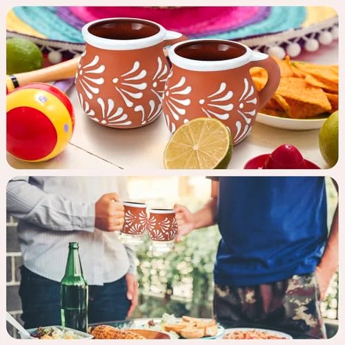 Mexican Pottery Mugs Mexican Coffee Mugs Clay Cups for Women Men Birthday Graduation Wedding Holiday Parties Gifts Terracotta Design view 5