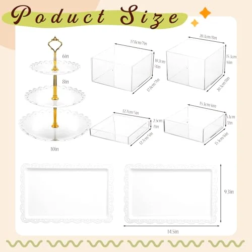 Buffet Risers with Cupcake Stand Holder Serving Tray, Food Risers for Buffet Table, Display Stand Catering Dessert Collectibles, Acrylic Cube Boxes Nesting for Party (Transparent) view 2