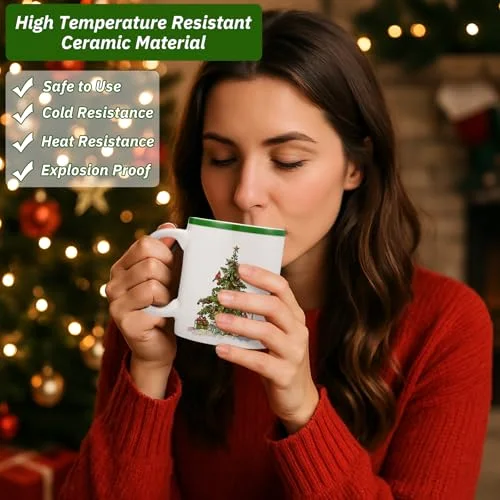 Set of 6 Christmas Tree Mug Xmas Coffee Mugs Set Holiday Festive Gift Tea Cups for Christmas Hot Cocoa Birthday Party Dishwasher Microwave Safe view 4