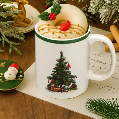 Set of 6 Christmas Tree Mug Xmas Coffee Mugs Set Holiday Festive Gift Tea Cups for Christmas Hot Cocoa Birthday Party Dishwasher Microwave Safe view 5