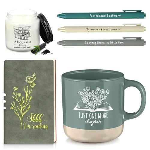 Book Lover Gifts for Women Teacher Men Back to School Accessories for Bookish Reading A6 Notebook Ballpoint Pen Ceramic Cup Candle Book Club Gift for Bookworm Reader Librarian() view 6