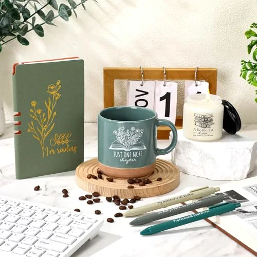 Book Lover Gifts for Women Teacher Men Back to School Accessories for Bookish Reading A6 Notebook Ballpoint Pen Ceramic Cup Candle Book Club Gift for Bookworm Reader Librarian() view 9