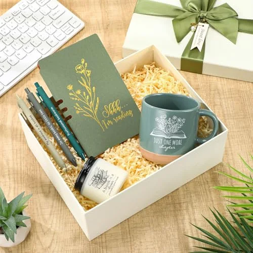 Book Lover Gifts for Women Teacher Men Back to School Accessories for Bookish Reading A6 Notebook Ballpoint Pen Ceramic Cup Candle Book Club Gift for Bookworm Reader Librarian() view 10