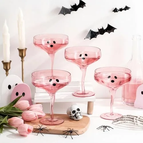 Halloween Ghost Martini Glasses Margarita Cups view 7