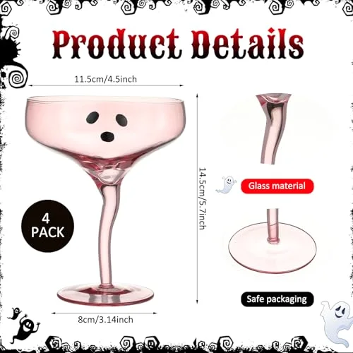 Halloween Ghost Martini Glasses Margarita Cups view 9