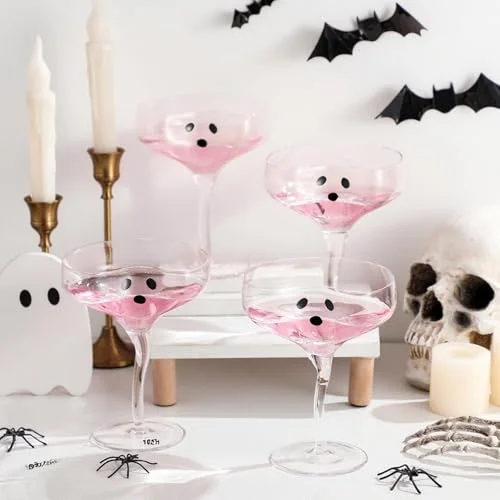 Halloween Ghost Martini Glasses Margarita Cups view 3