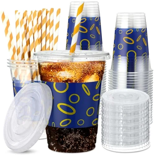 Theme Party Favors Ring Disposable Cups with Lids and Straws Plastic Game Theme Cups for Kids Birthday Party Supplies