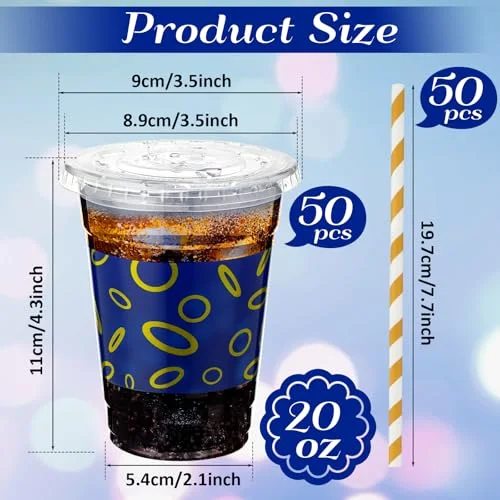 Theme Party Favors Ring Disposable Cups with Lids and Straws Plastic Game Theme Cups for Kids Birthday Party Supplies view 2