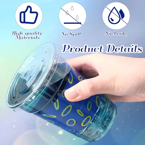 Theme Party Favors Ring Disposable Cups with Lids and Straws Plastic Game Theme Cups for Kids Birthday Party Supplies view 3