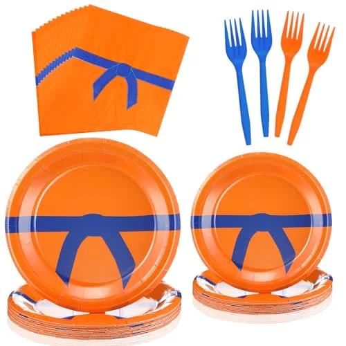 Anime Birthday Party Supplies Anime Plates Napkins and Forks Birthday Party Table Decorations Disposable Cake Tableware Set for 24 Guests