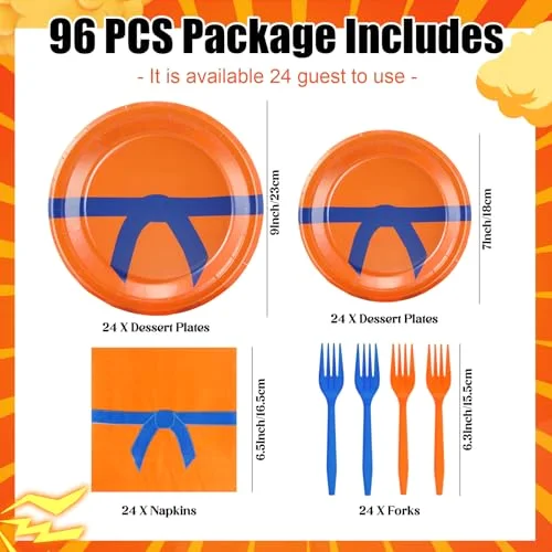 Anime Birthday Party Supplies Anime Plates Napkins and Forks Birthday Party Table Decorations Disposable Cake Tableware Set for 24 Guests view 2