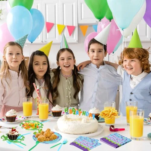 Monster Birthday Party Supplies Monster Plates Napkins and Forks Birthday Party Table Decorations Disposable Cake Tableware Set for 24 Guests view 3