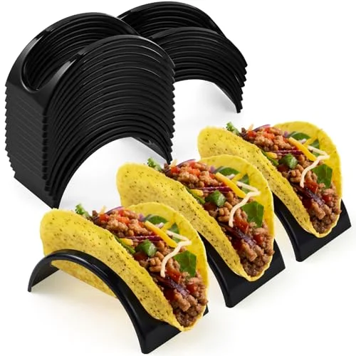 Single Taco Holder Stand Plastic Tray Plates Mexico Taco Holder for Tuesday Night Carnival Backyard Party Supplies, Dishwasher Microwave Safe view 6