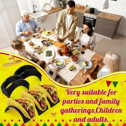 Single Taco Holder Stand Plastic Tray Plates Mexico Taco Holder for Tuesday Night Carnival Backyard Party Supplies, Dishwasher Microwave Safe view 10