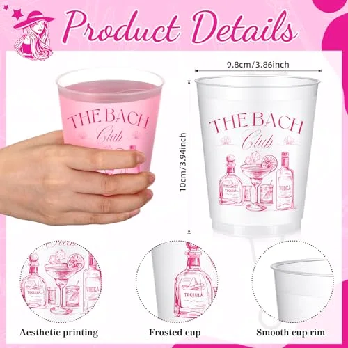 16 Bachelorette Party Plastic Cups Frosted Cute Bach Party Drinkware Reusable Cups Supplies Bridal Shower Favors Engagement Decorations Gift (,Last Rodeo) view 8