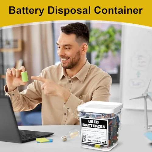 Battery Recycling Disposal Container with Label view 8