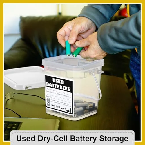 Battery Recycling Disposal Container with Label view 10