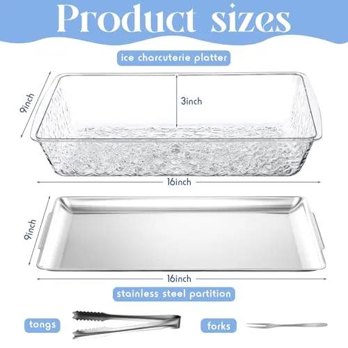 16" x 9.45" Chilled Serving Tray for Parties view 7