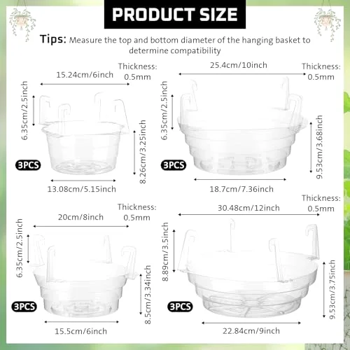 Hanging Plant Water Catcher Tray,6 8 10 view 2