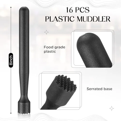 Muddler for Cocktails Plastic Bar Muddler Bulk Bar Accessories Tools Set for Home Ice Crusher Bartender Accessories Mojito Fruit Drink(Classic) view 7