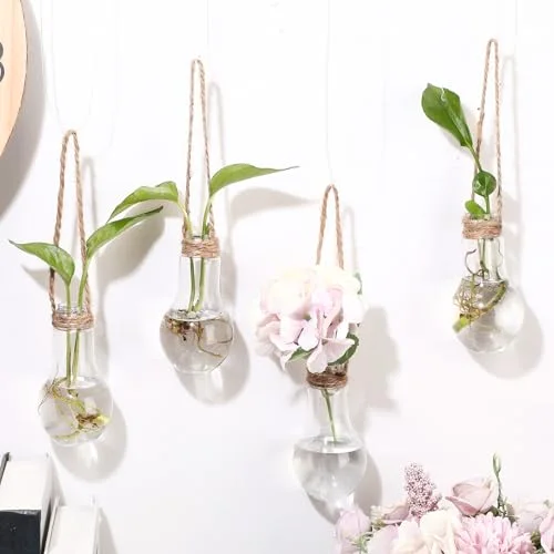 Window Propagation Stations Plastic Hanging Plant Propagation Vases with Hooks & Cleaning Brush Tubes for Plant Clippings, Home Office Decor, Gardening Gifts for Women view 5