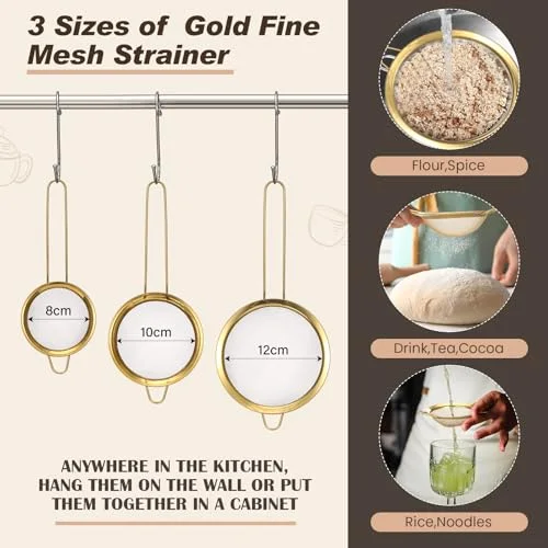 Kitchen Accessories Includes Stainless Steel Colander with Handles, 3 Mixing Bowls with Airtight Lids and 3 Fine Mesh Strainer(Colander: 5 Qt, Mixing Bowls: 1.5/2/3 Qt) view 9
