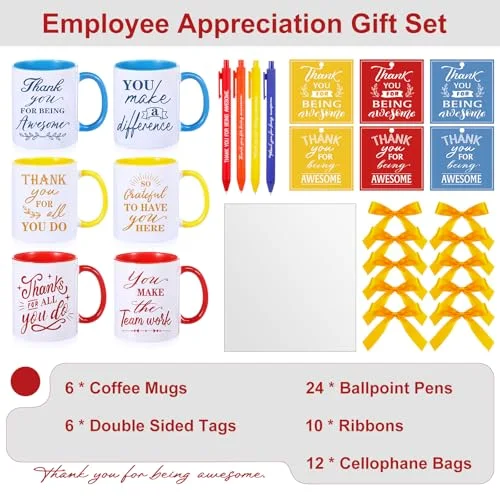 Employee Appreciation Gifts Include Thank You Staff Mug Gift Set Appreciation Mugs Inspirational Pens Tags for Employee Staff Team Group (,Retro) view 9