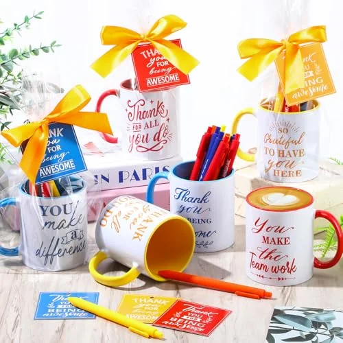 Employee Appreciation Gifts Include Thank You Staff Mug Gift Set Appreciation Mugs Inspirational Pens Tags for Employee Staff Team Group (,Retro) view 10