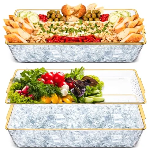 16" x 9" Chilled Serving Tray with Compartments Rim