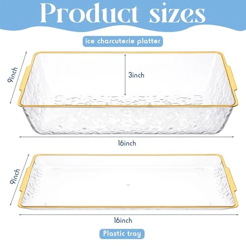16" x 9" Chilled Serving Tray with Compartments Rim view 2