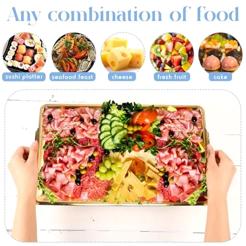 16" x 9'' Chilled Serving Tray for Parties with Compartments Rectangle Serving Dish Ice Charcuterie Party Platter for Shrimp Fruit Seafood Vegetable Appetizer () view 8