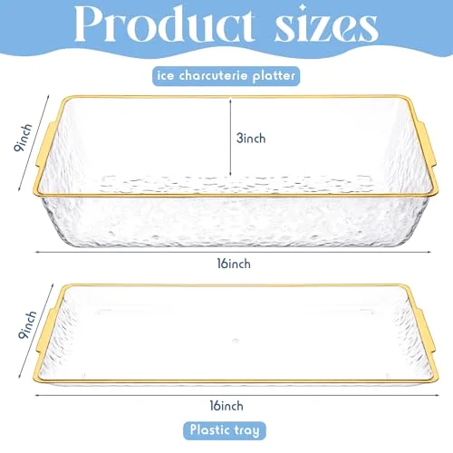 16" x 9" Chilled Serving Tray with Compartments Rim view 7