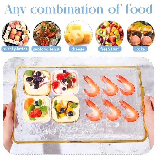 16" x 9" Chilled Serving Tray with Compartments Rim view 9