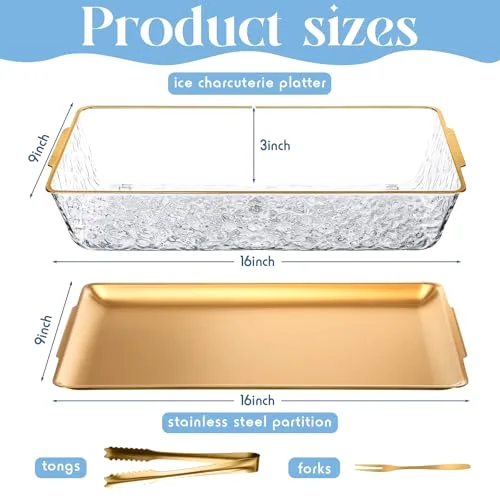 16" x 9.45" Chilled Serving Tray for Parties view 2
