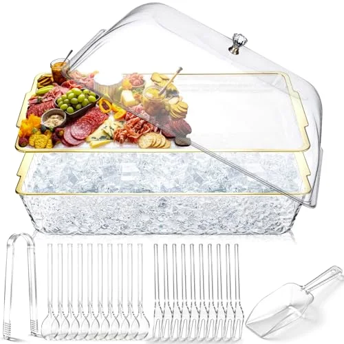 16" x 9" Chilled Serving Tray with lids-A