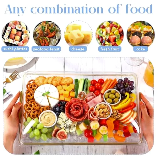 16" x 9" Chilled Serving Tray with lids-A view 3