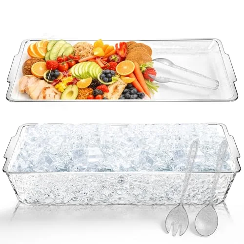 16" x 9" Chilled Serving Tray for Parties Glitter view 6