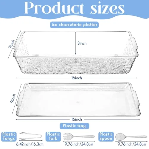 16" x 9" Chilled Serving Tray for Parties Glitter view 7