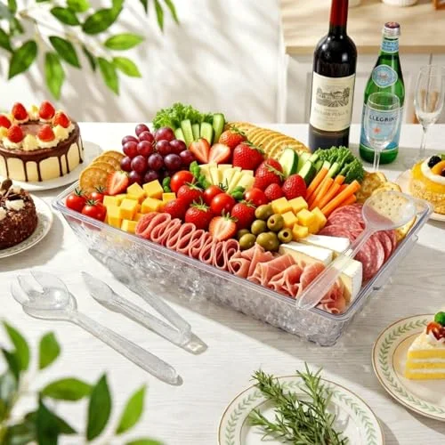 16" x 9" Chilled Serving Tray for Parties Glitter view 8