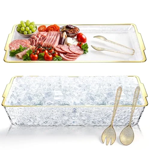 16" x 9" Chilled Serving Tray for Parties Glitter