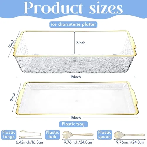 16" x 9" Chilled Serving Tray for Parties Glitter view 2