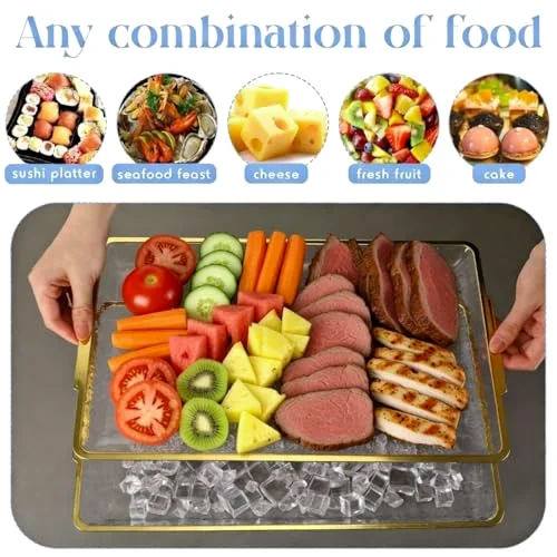 16" x 9" Chilled Serving Tray for Parties Glitter view 4