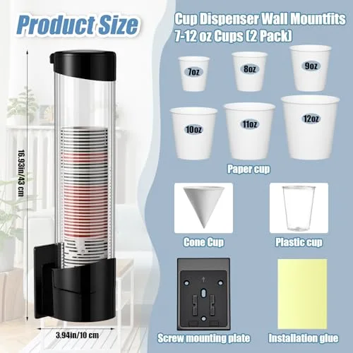 Cup Dispenser Pull Type Automatic Remover Fit to Plastic Water Machine Cup Holder Wall Mount Bathroom Home Office Hospital (Classic) view 7