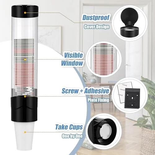 Cup Dispenser Pull Type Automatic Remover Fit to Plastic Water Machine Cup Holder Wall Mount Bathroom Home Office Hospital (Classic) view 8