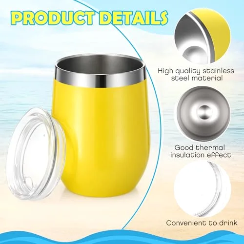 Wine Tumbler Bulk with Lid Gradient Color Stainless Steel Insulated Wine Tumbler Bachelorette Cups Reusable Travel Mug for Women Mother Wedding Party(Gradient) view 3